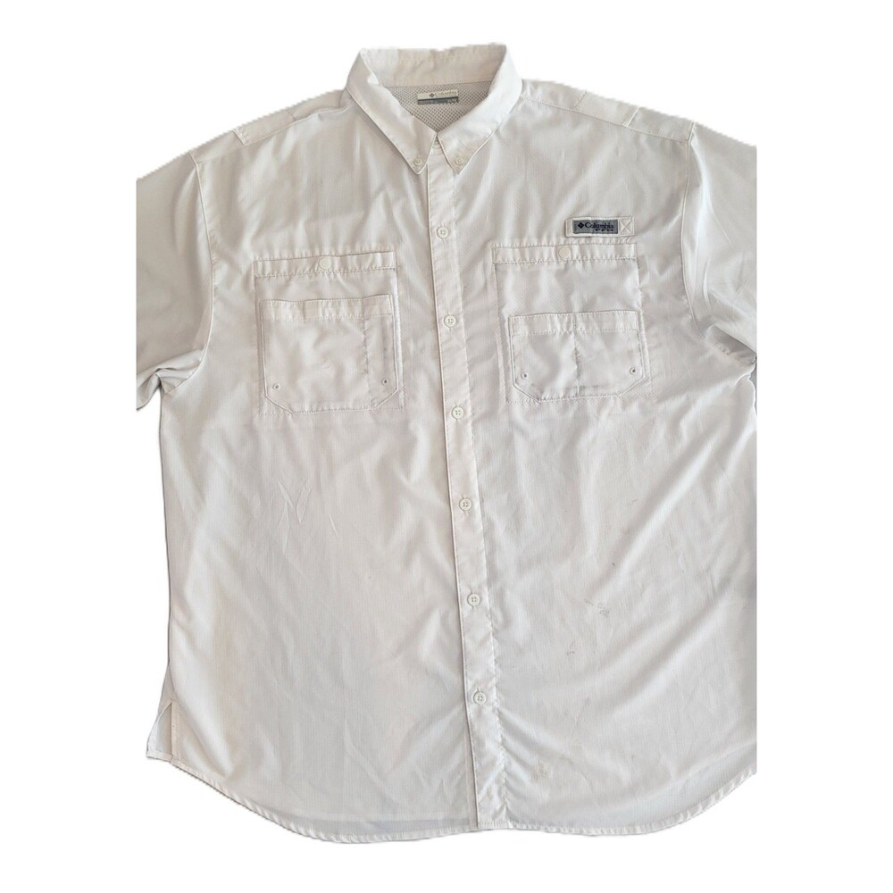 Columbia PFG Tamiami II Mens XL White Fishing Shirt Omni Shade FM7266 READ
